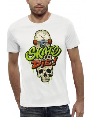T-shirt homme SKATE OR DIE PLANCHE CRÂNE