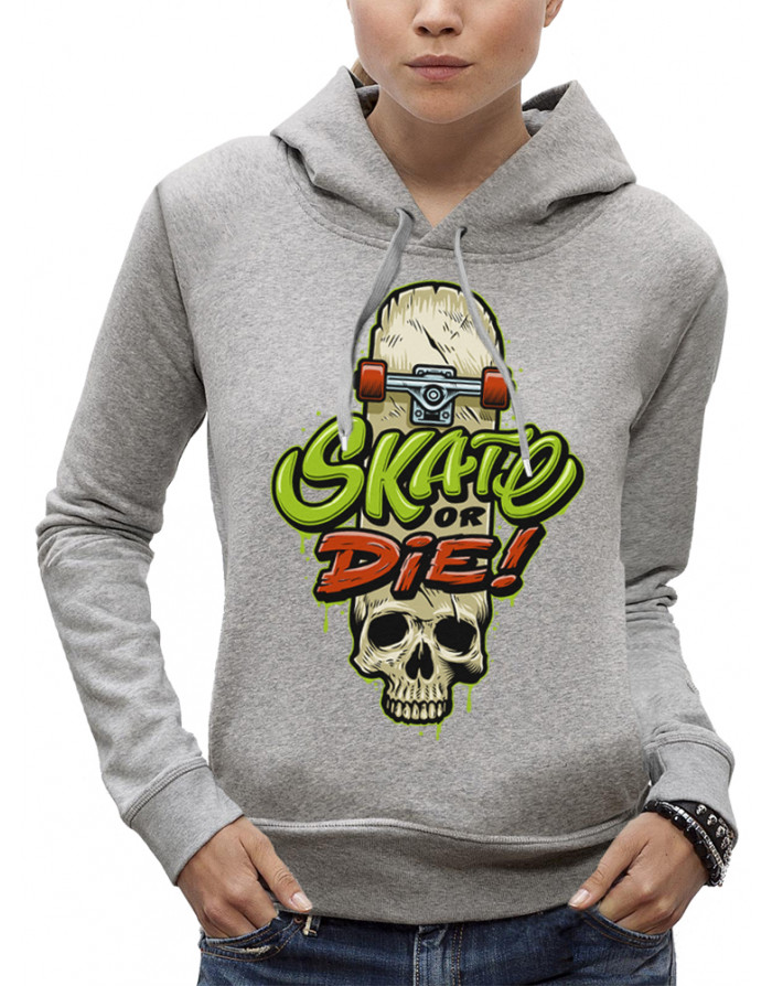Sweat femme SKATE OR DIE PLANCHE CRÂNE