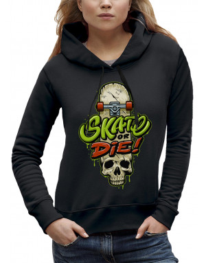 Sweat femme SKATE OR DIE PLANCHE CRÂNE
