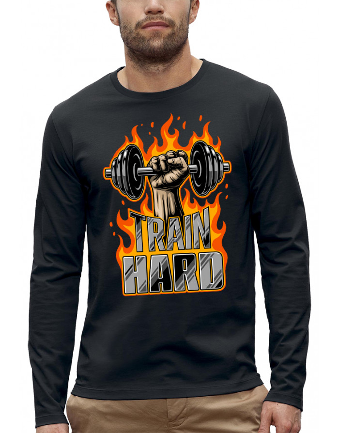 T-shirt TRAIN HARD MUSCULATION - Manches longues