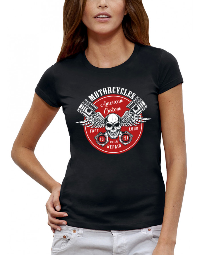 T-shirt Femme MOTORCYCLES AMERICAN CUSTOM