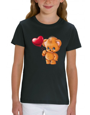 T-shirt 3D animé OURSON AVEC UN BALLON COEUR