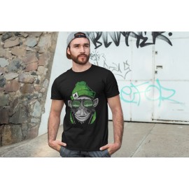 T-shirt SINGE DJ BONNET ET LUNETTES VERTES