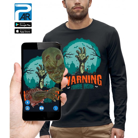 T-shirt ML 3D WARNING ZOMBIE INSIDE