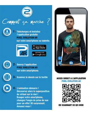 T-shirt ML 3D animé WARNING ZOMBIE INSIDE