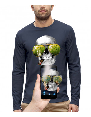 T-shirt ML 3D animé CRÂNE LAS VEGAS