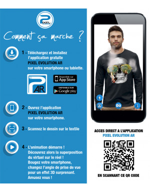 T-shirt ML 3D animé CRÂNE LAS VEGAS