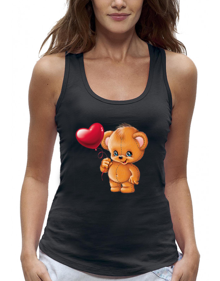 Débardeur 3D animé OURSON AVEC UN BALLON COEUR