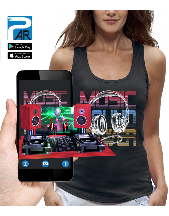 Débardeur 3D animé CASQUE DJ MUSIC SOUND POWER