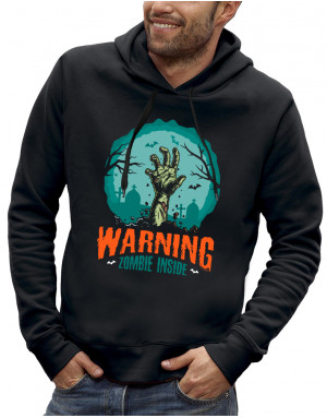 Sweat à capuche 3D animé WARNING ZOMBIE INSIDE