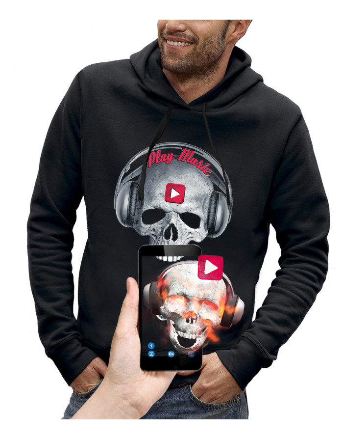 Sweat à capuche 3D animé TÊTE DE MORT PLAY MUSIC