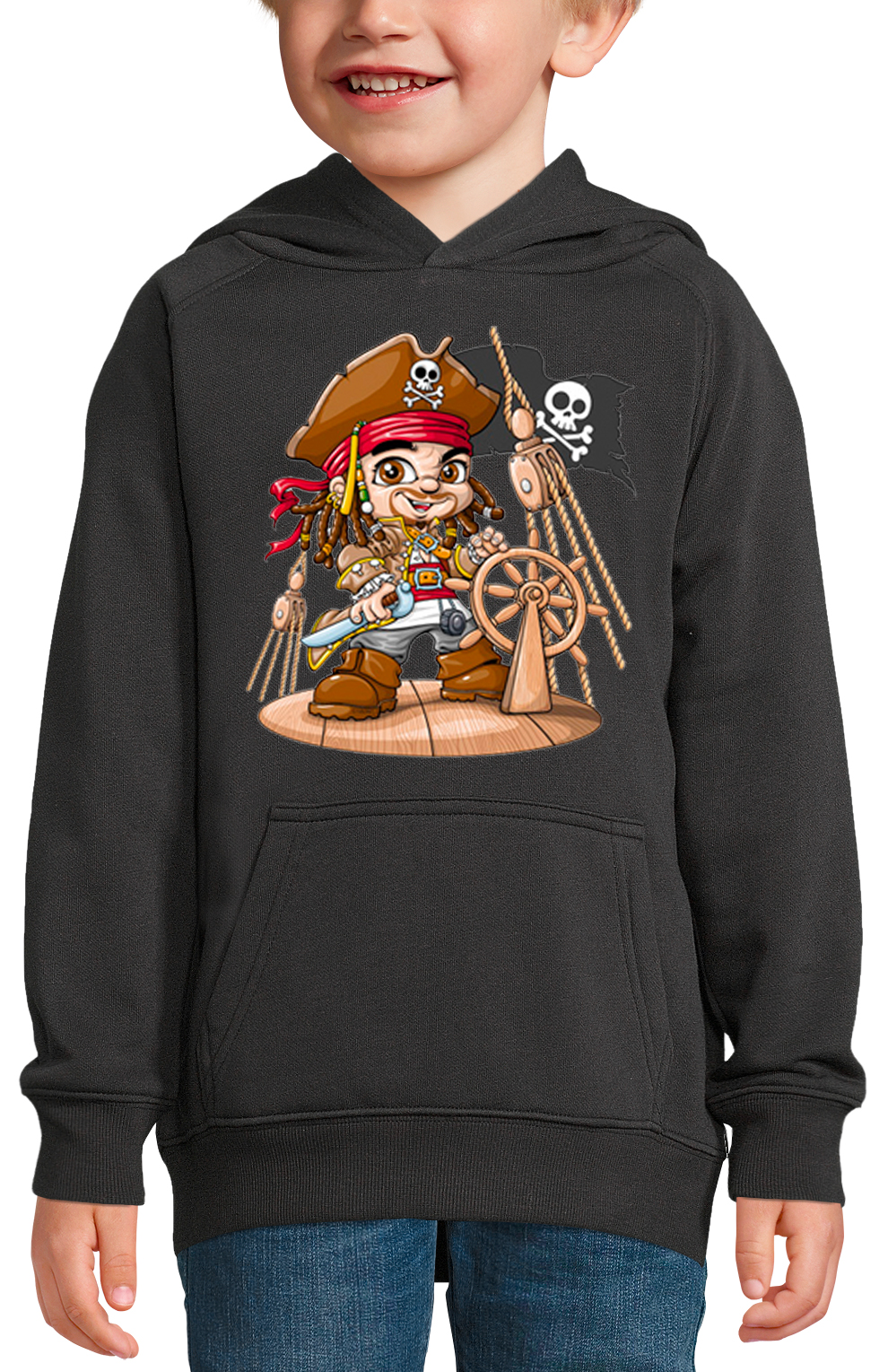 sweat-a-capuche-enfant-noir-petit-pirate
