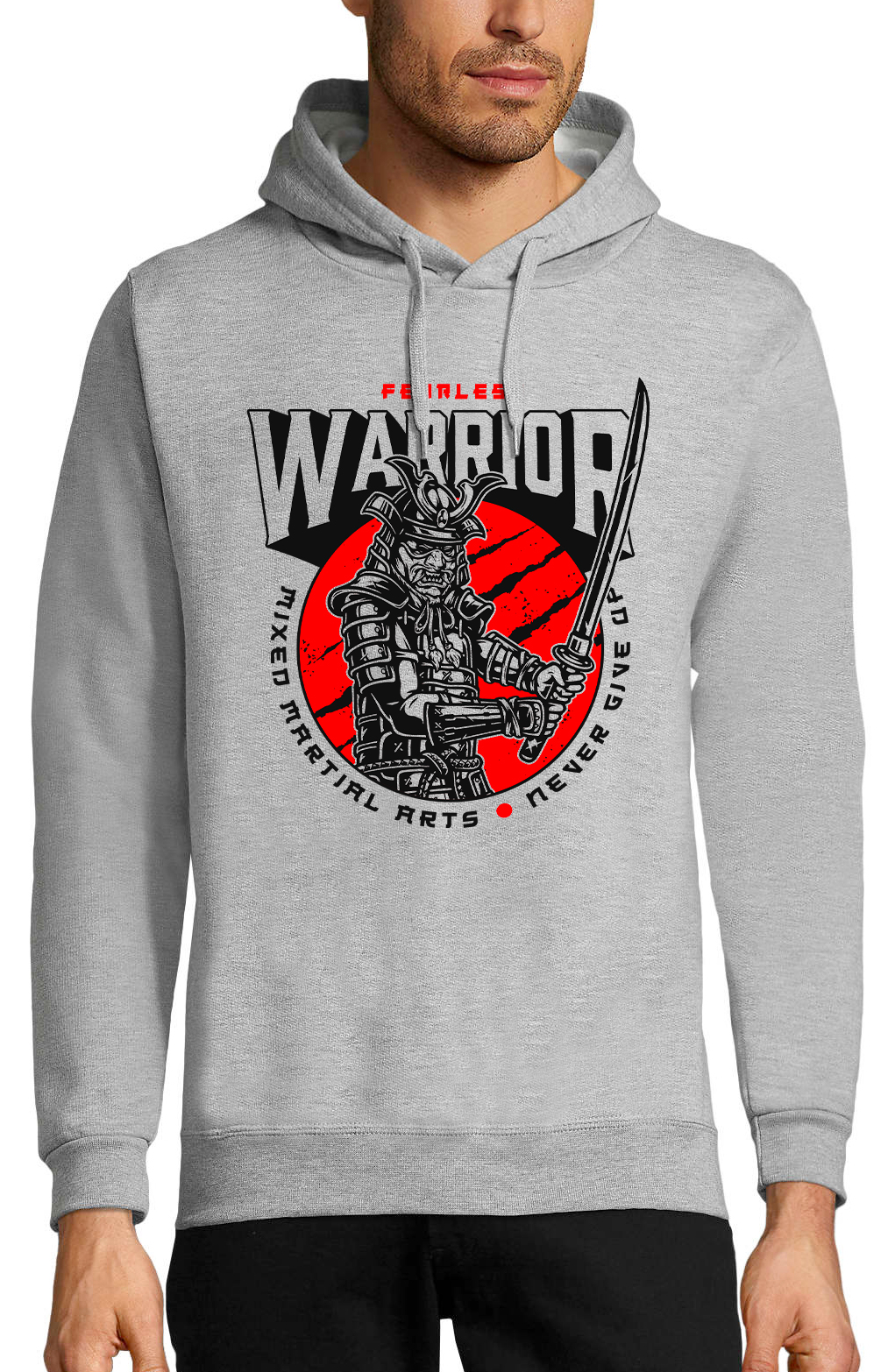 sweat-a-capuche-homme-gris-fearless-warrior-samourai.jpg
