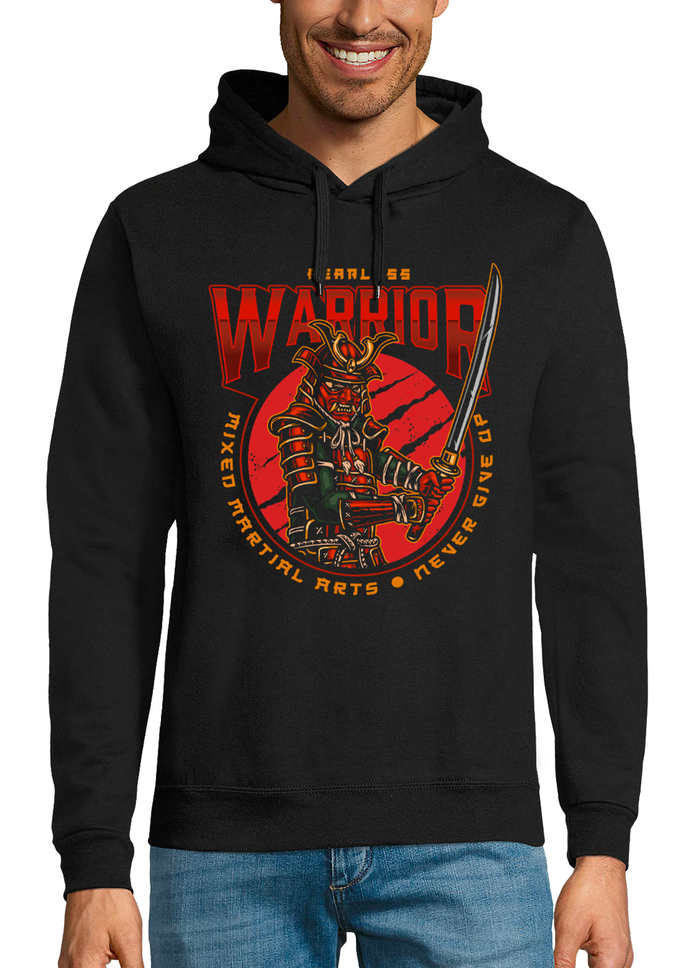 sweat-a-capuche-homme-gris-fearless-warrior-samourai.jpg
